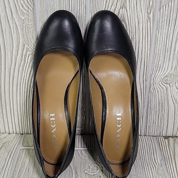 Coach Black Leather Black Heel Pumps Womens Size 7 - Picture 6 of 14